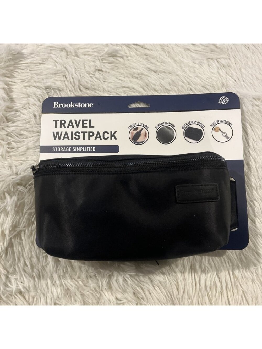 Brookstone Travel Waistpack fannypack NEW black converts to sling bag
